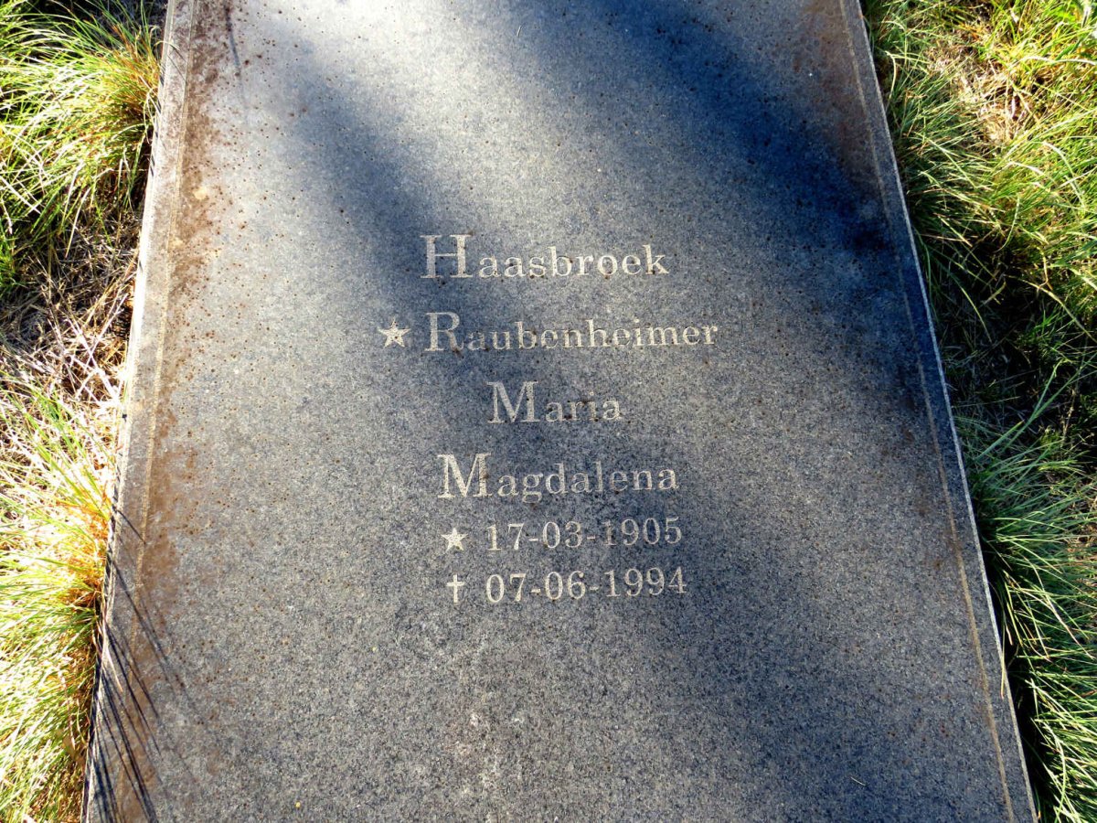HAASBROEK Maria Magdalena nee RAUBENHEIMER 1905-1994
