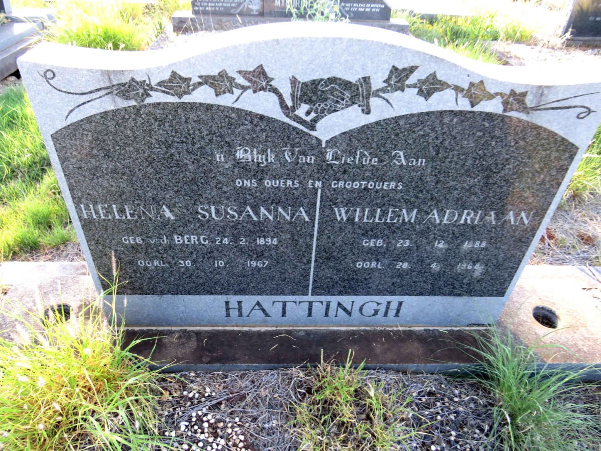 HATTINGH Willem Adriaan 1888-1968 & Helena Susanna v.d. BERG 1894-1967