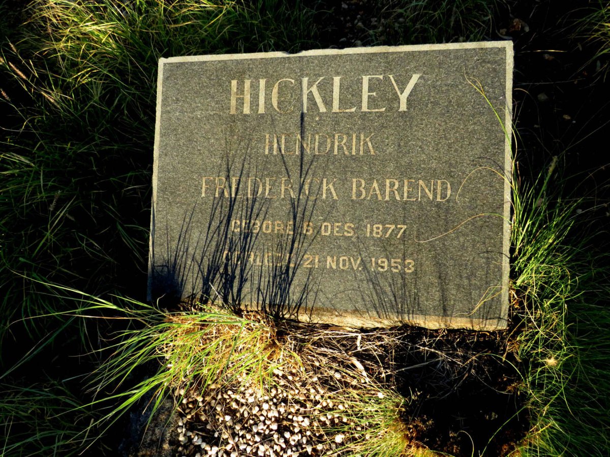 HICKLEY Hendrik Frederick Barend 1877-1953