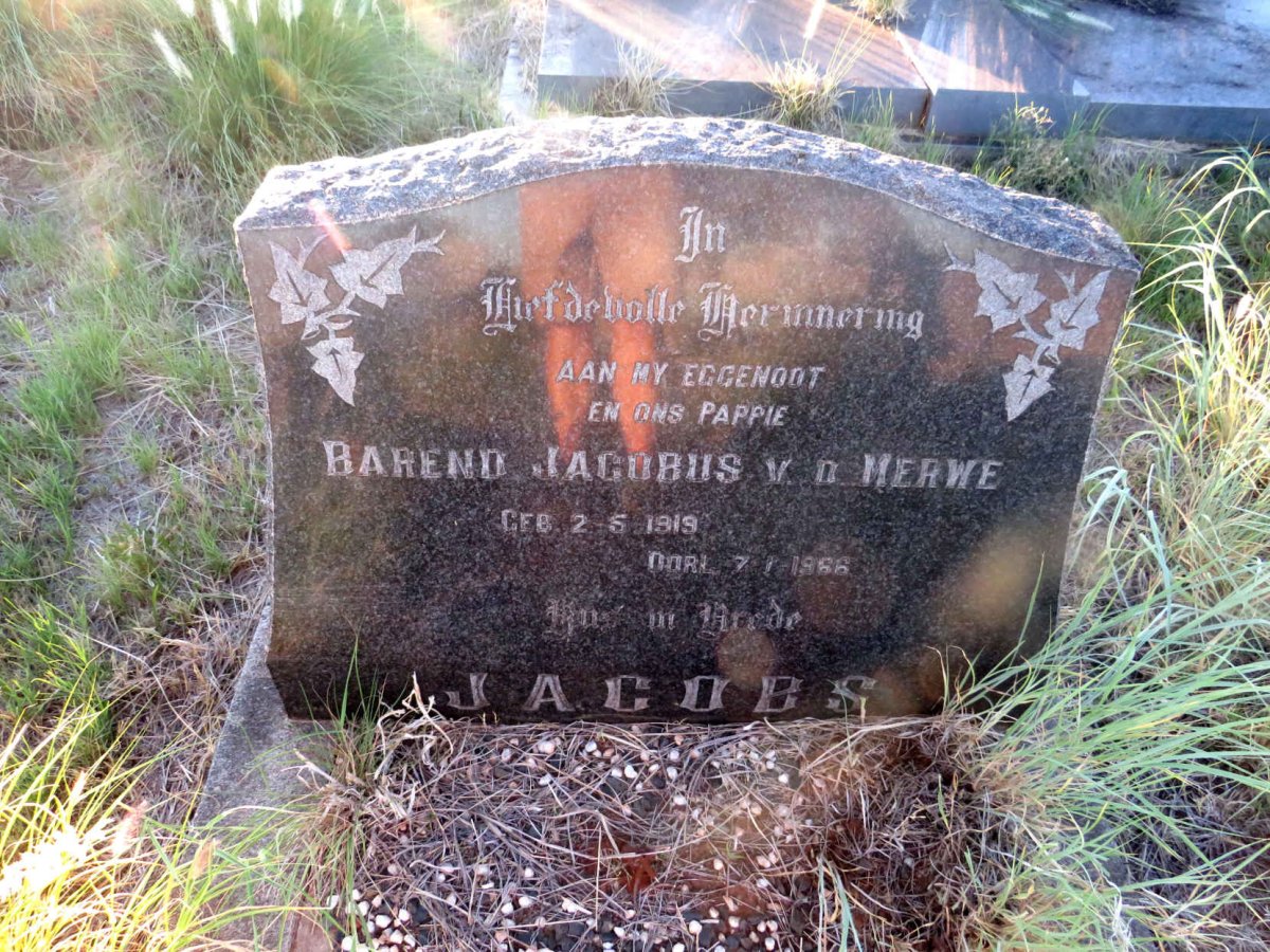JACOBS Barend Jacobus v.d. Merwe 1919-1966