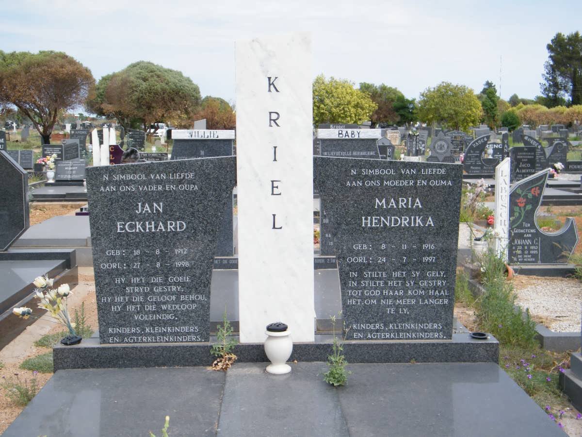KRIEL Jan Eckhard 1912-1998 &amp; Maria Hendrika 1916-1997