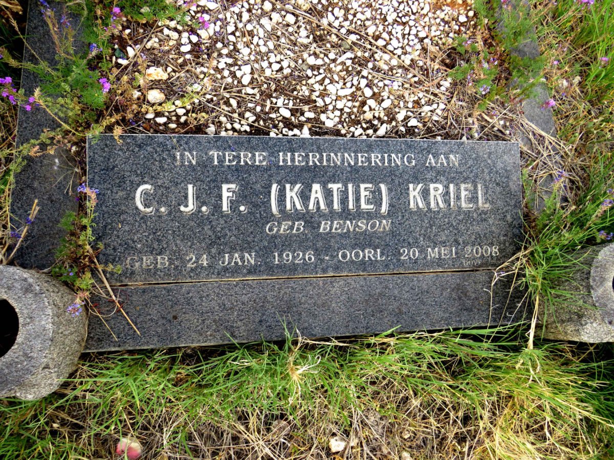 KRIEL C.J.F. nee BENSON 1926-2008