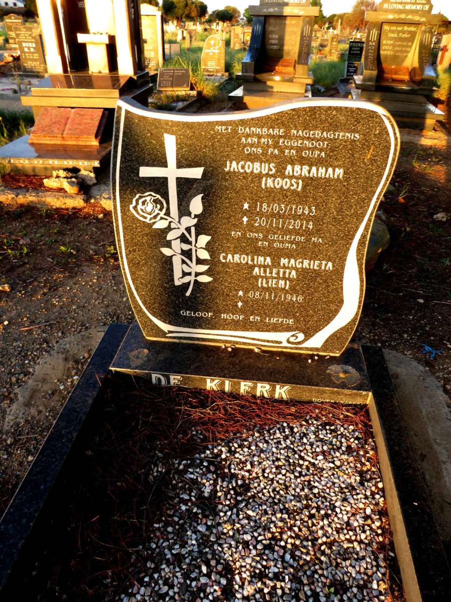 KLERK Jacobus Abraham 1943-2014 & Carolina Magrieta Aletta 1946-