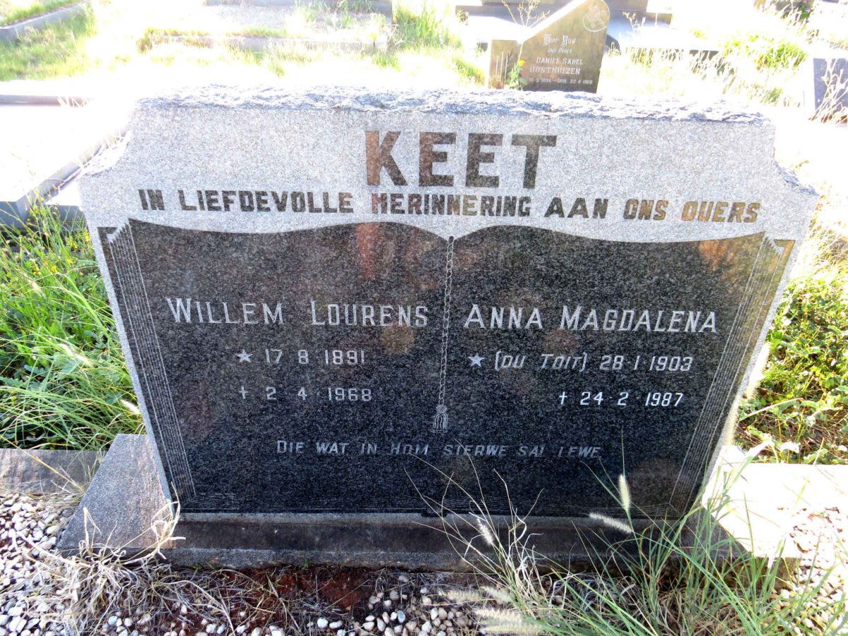 KEET Willem Lourens 1891-1968 & Anna Magdalena DU TOIT 1903-1987