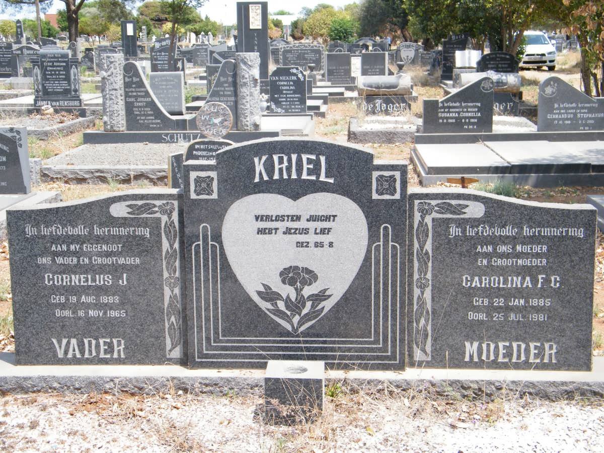 KRIEL Cornelus J. 1883-1965 &amp; Carolina F.C. 1885-1981
