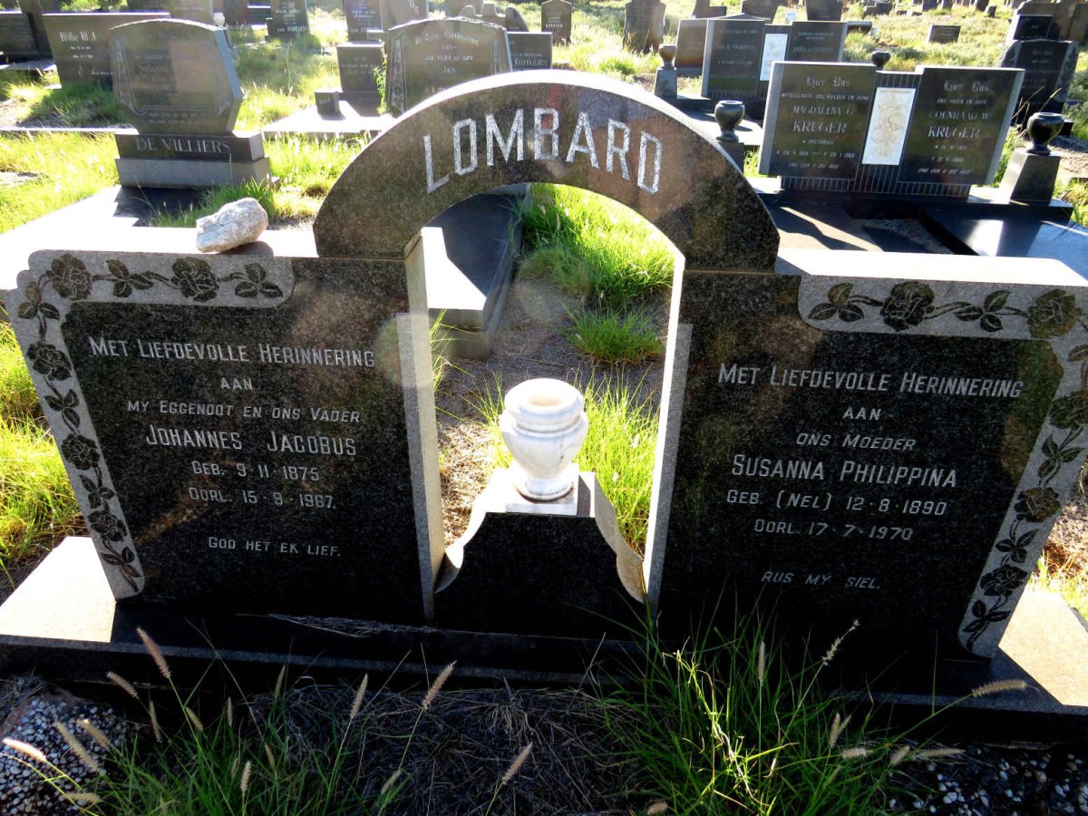 LOMBARD Johannes Jacobus 1875-1967 & Susanna Philippina NEL 1890-1970