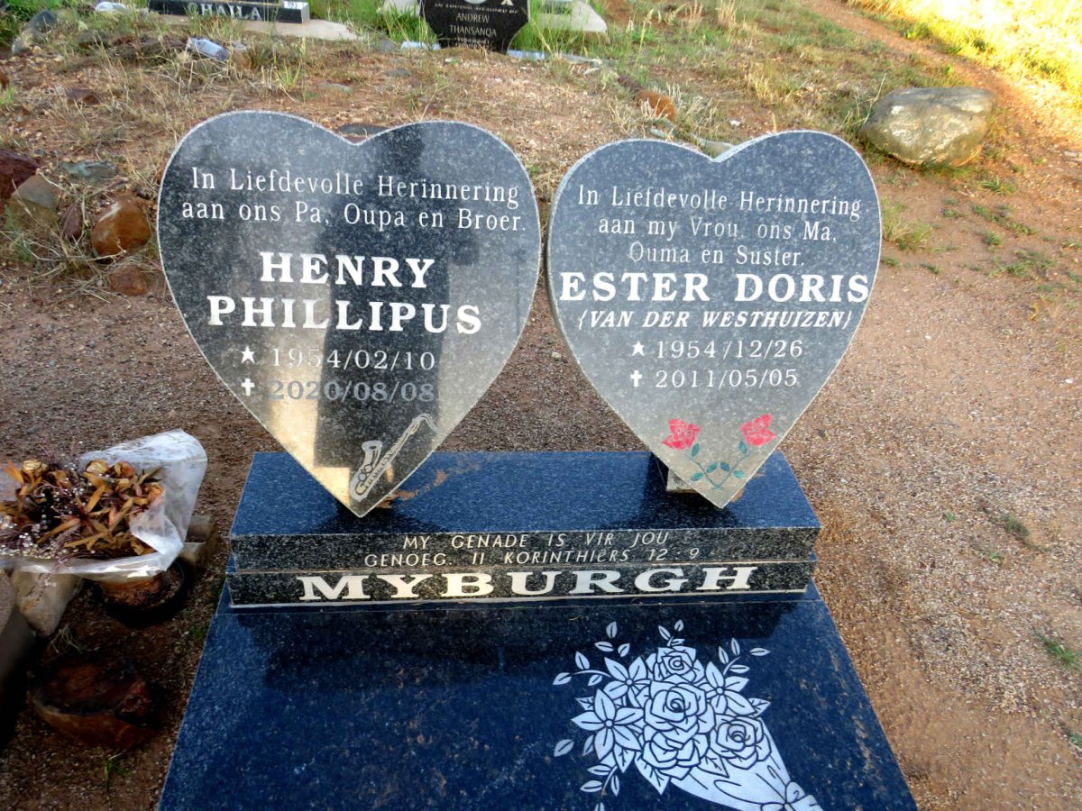 MYBURGH Henry Phillipus 1954-2020 & Ester Doris VAN DER WESTHUIZEN 1954-2011