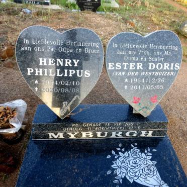 MYBURGH Henry Phillipus 1954-2020 & Ester Doris VAN DER WESTHUIZEN 1954-2011
