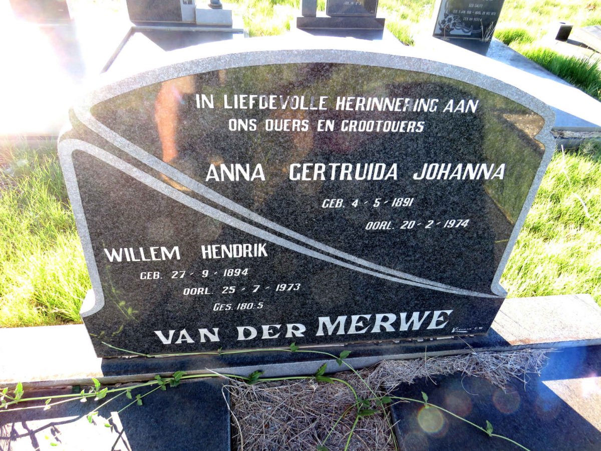 MERWE Willem Hendrik, van der 1894-1973 & Anna Gertruida Johanna 1891-1974