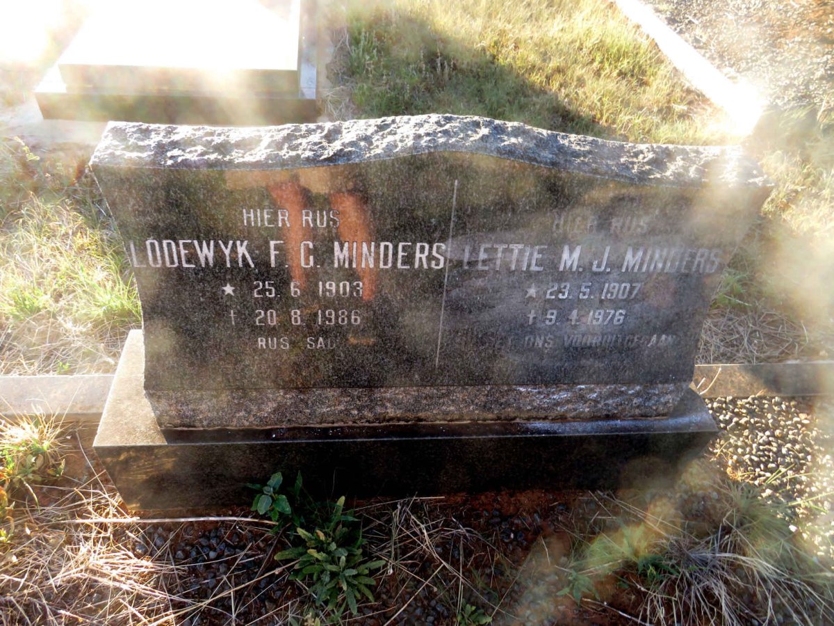 MINDERS Lodewyk F.G. 1903-1986 & Lettie M.J. 1907-1976