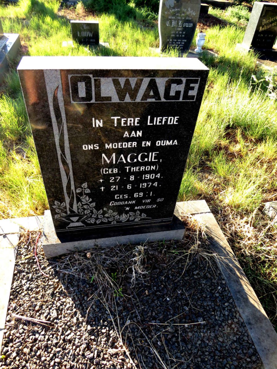 OLWAGE Maggie nee THERON 1904-1974