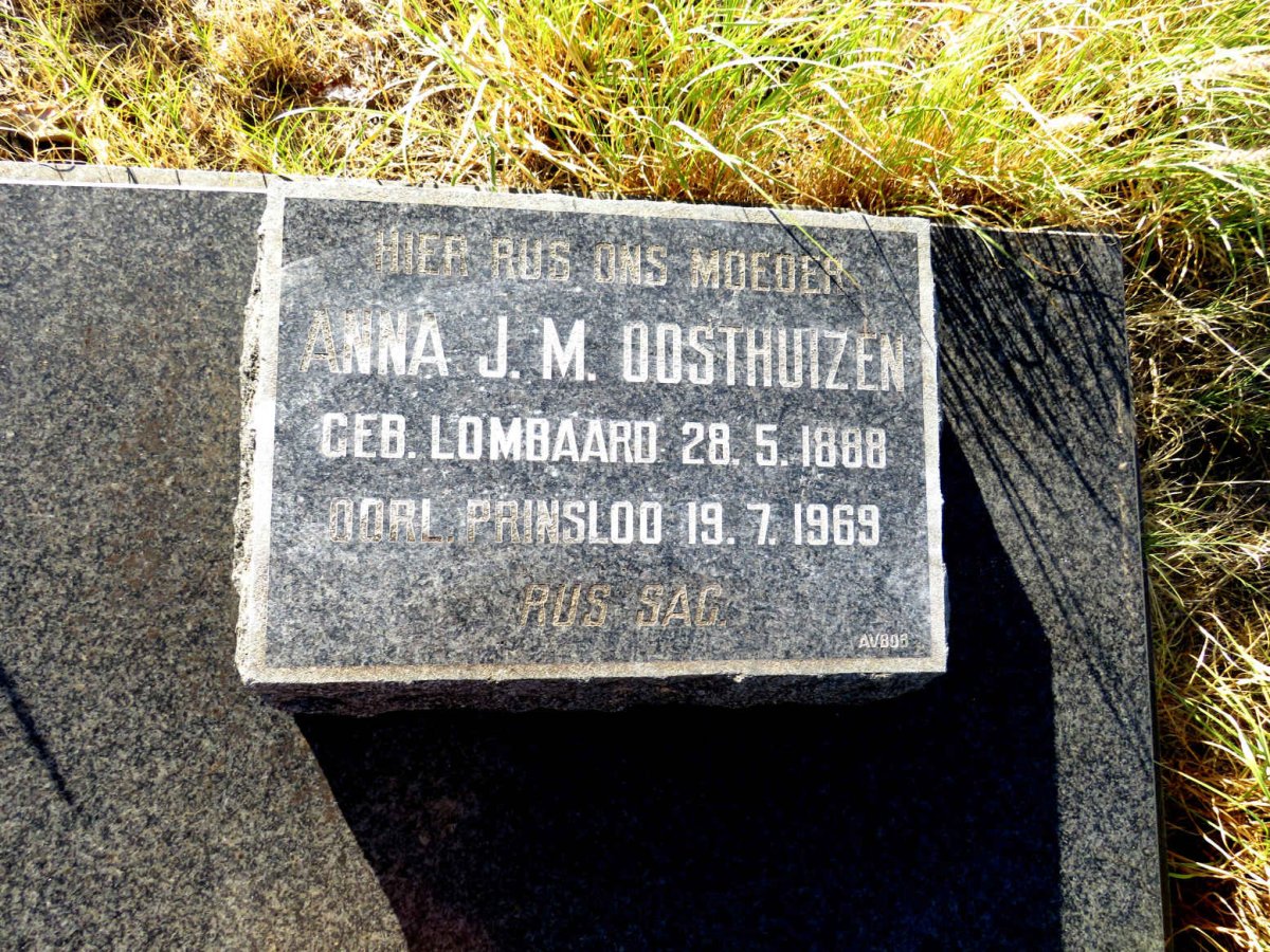 OOSTHUIZEN Anna J.M. LOMBAARD 1888-1969