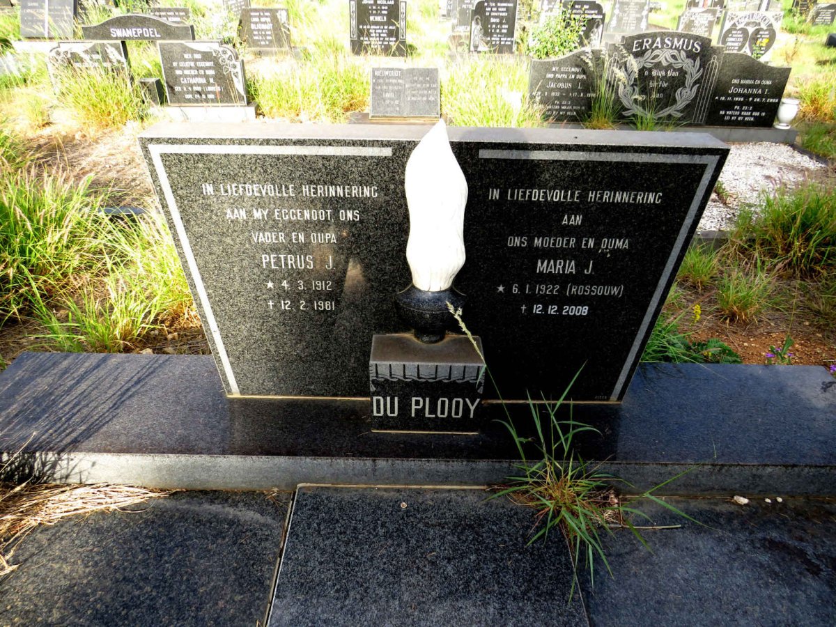 PLOOY Petrus J., du 1912-1981 & Maria J. ROSSOUW 1922-2008