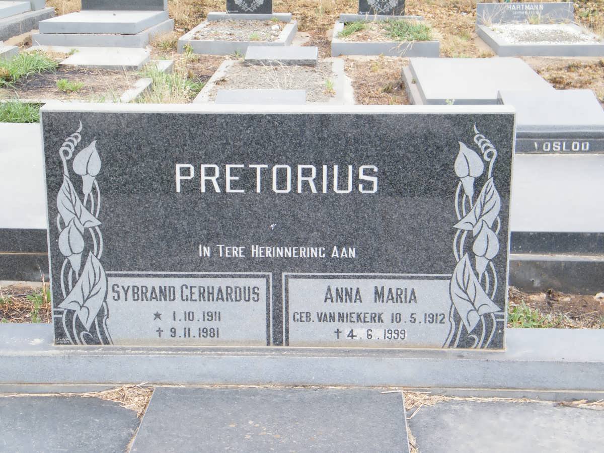 PRETORIUS Sybrand Gerhardus 1911-1981 &amp; Anna Maria VAN NIEKIERK 1912-1999