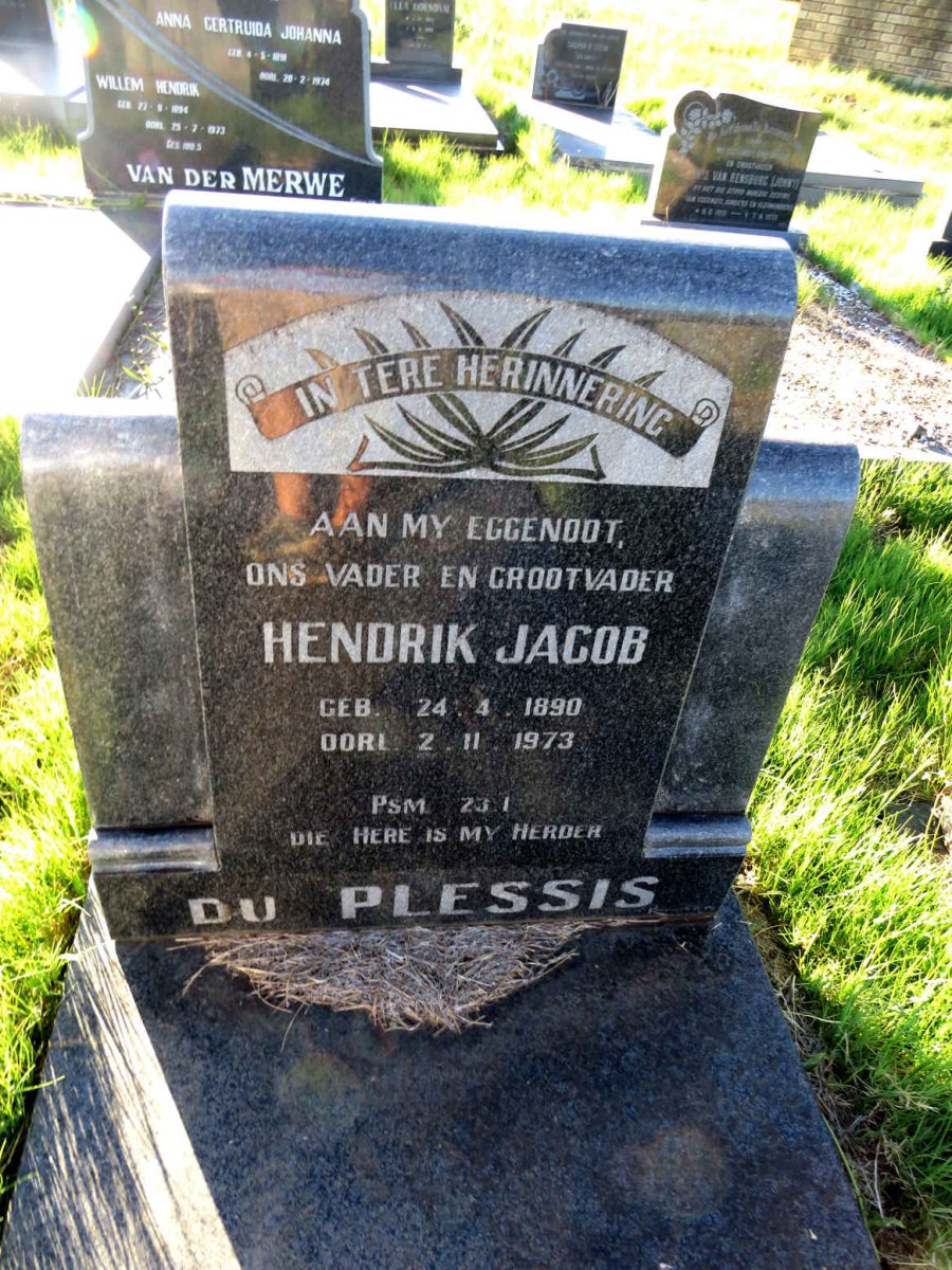 PLESSIS Hendrik Jacob, du 1890-1973