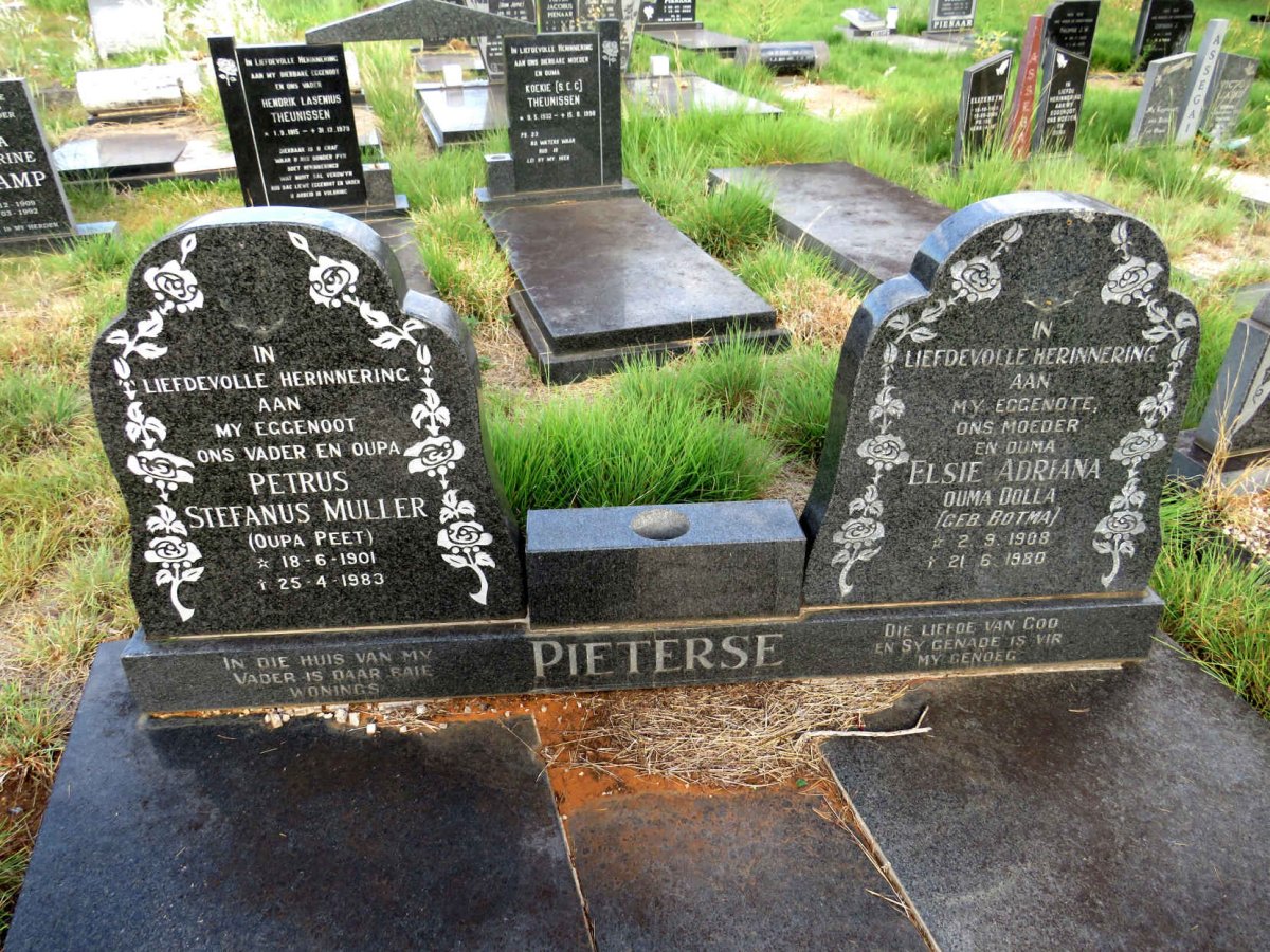PIETERSE Petrus Stefanus Muller 1901-1983 & Elsie Adriana BOTMA 1908-1980