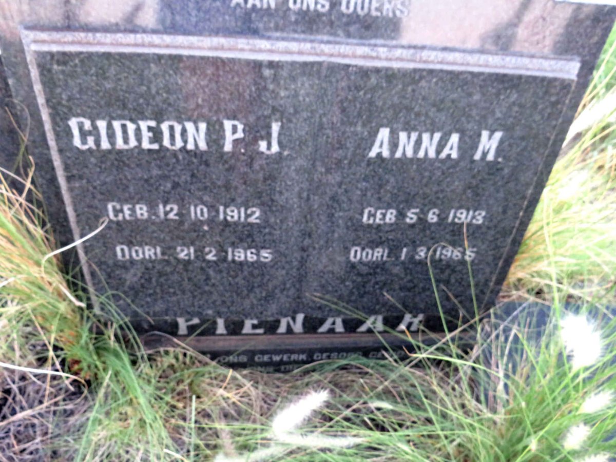 PIENAAR Gideon P.J. 1912-1965 & Anna M. 1913-1965