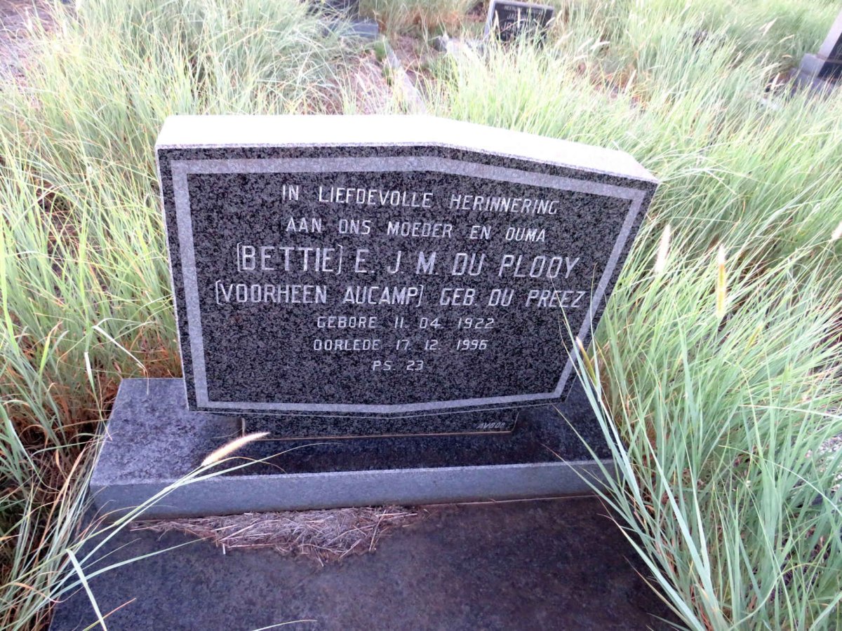 PLOOY E.J.M., du voorheen AUCAMP nee DU PREEZ 1922-1996