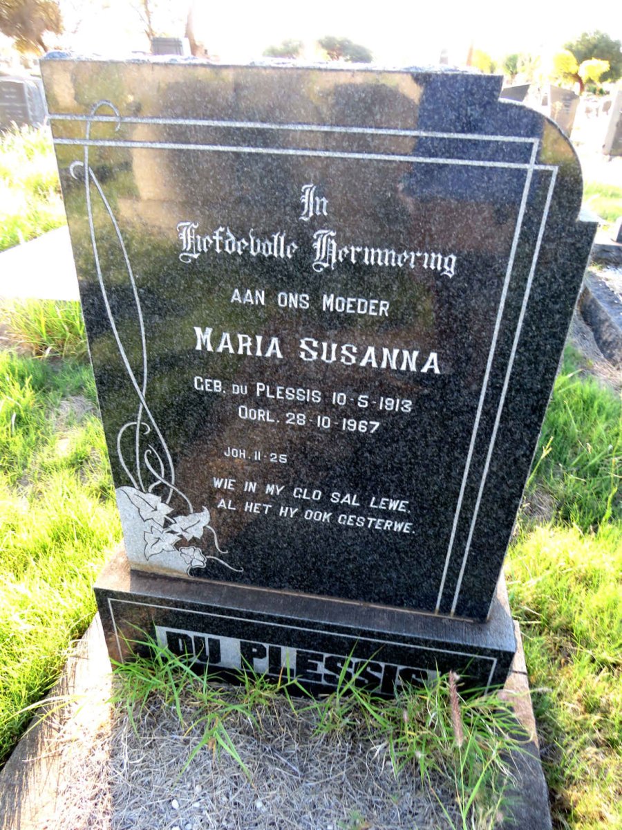 PLESSIS Maria Susanna, du nee DU PLESSIS 1913-1967