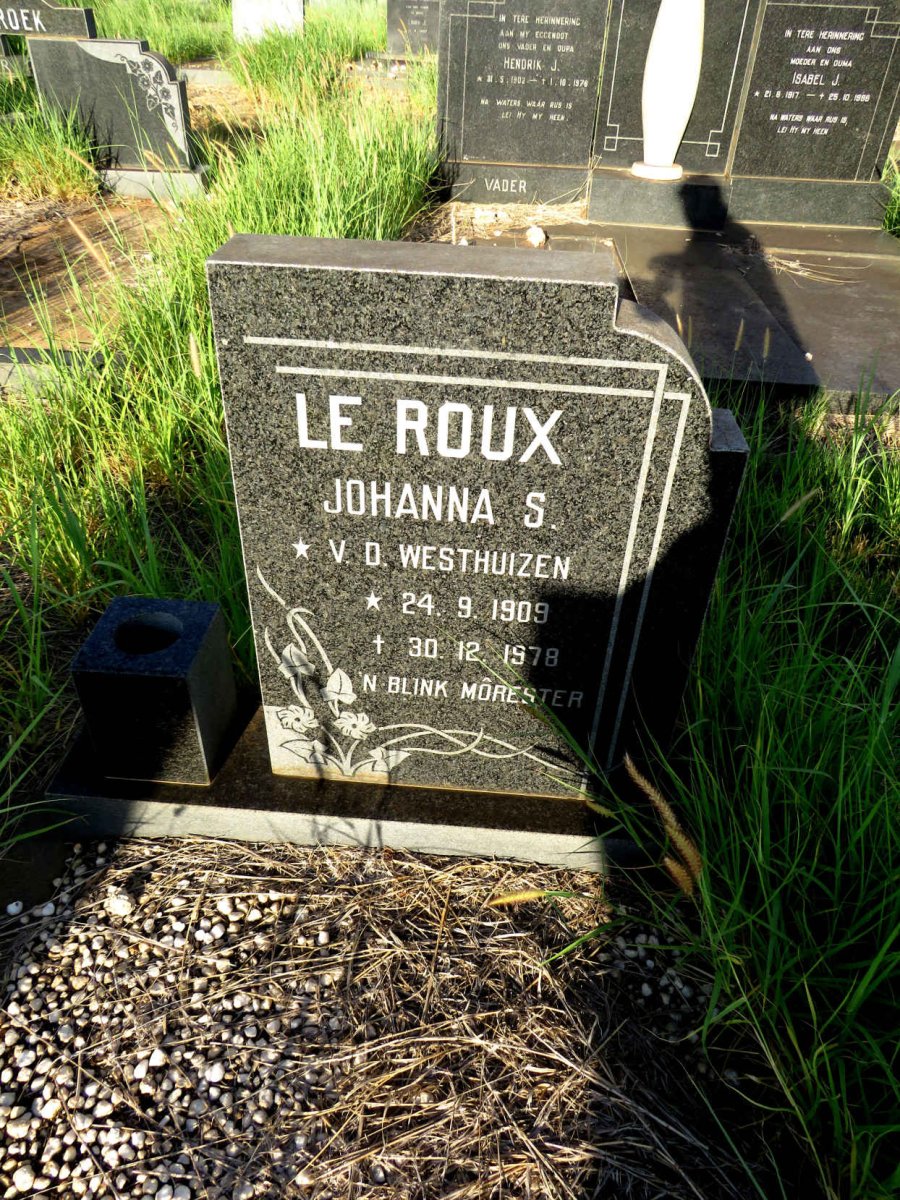 ROUX Johanna S., le nee v.d. WESTHUIZEN 1909-1978
