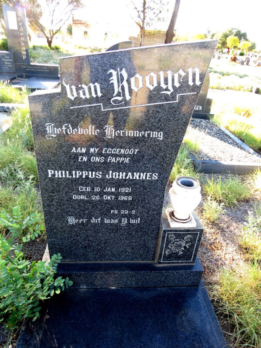ROOYEN Philippus Johannes, van 1921-1968