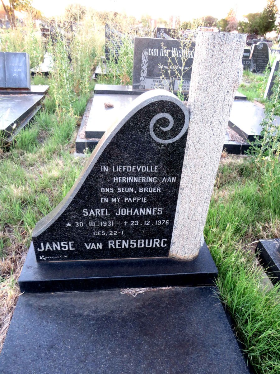 RENSBURG Sarel Johannes, Janse van 1931-1976