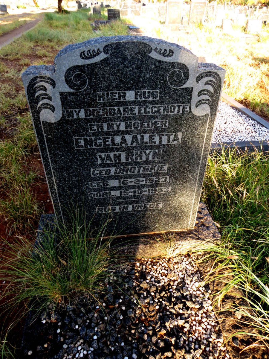 RHYN Engela Aletta, van nee DROTSKIE 1923-1953