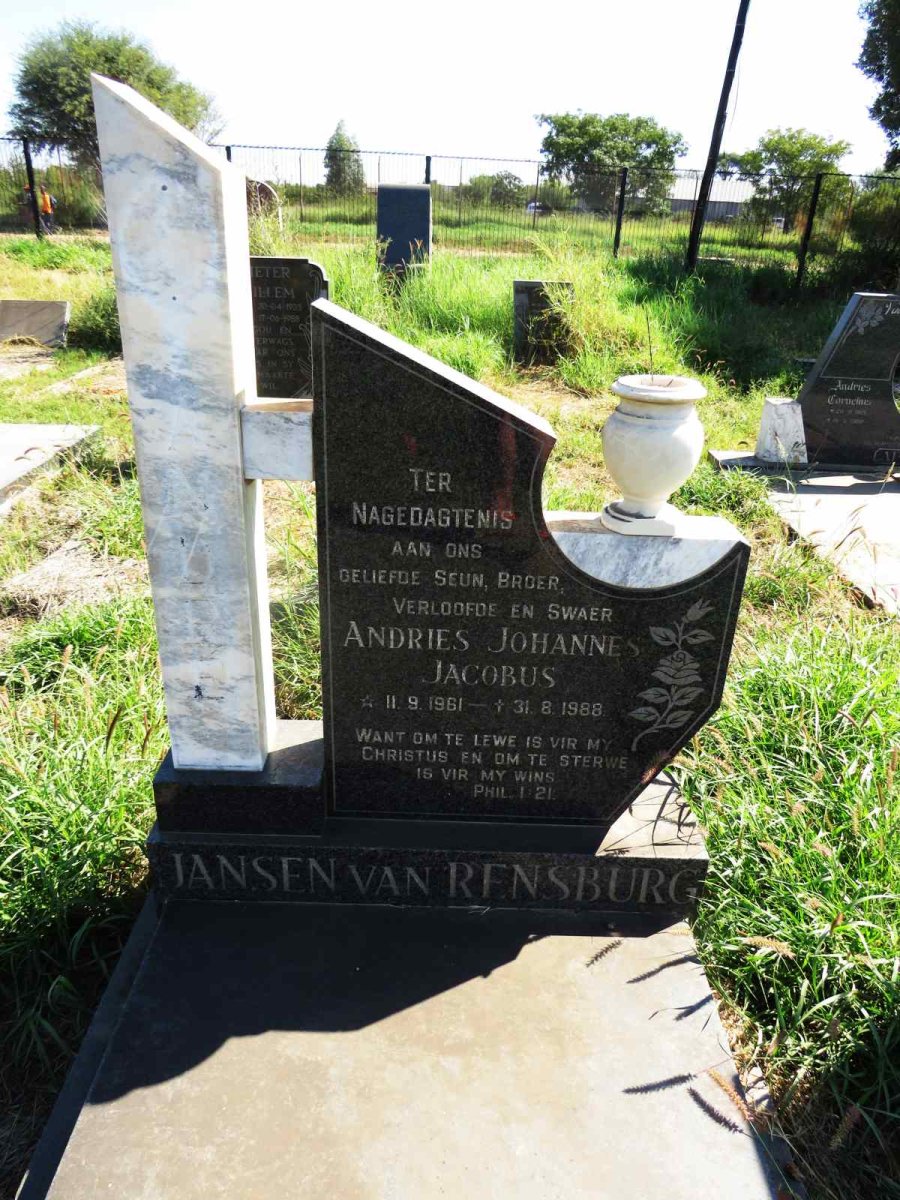 RENSBURG Andries Johannes Jacobus, Jansen van 1961-1988