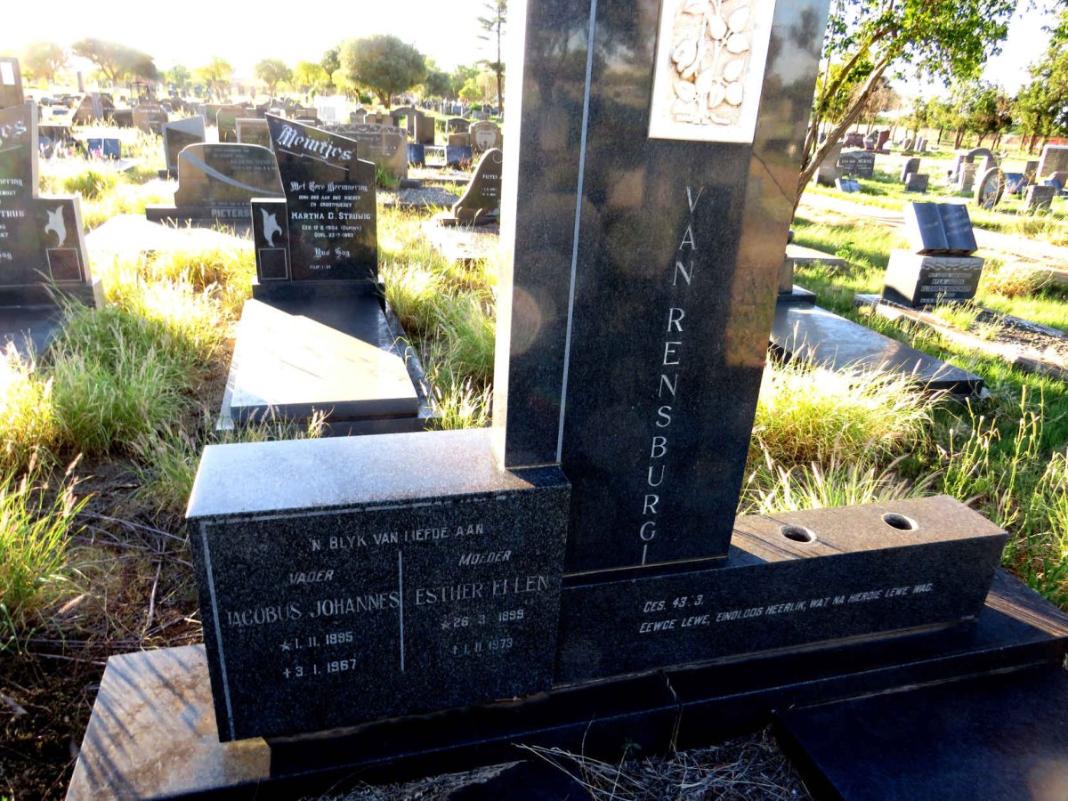 RENSBURG Jacobus Johannes, van 1895-1967 & Esther Ellen 1899-1973