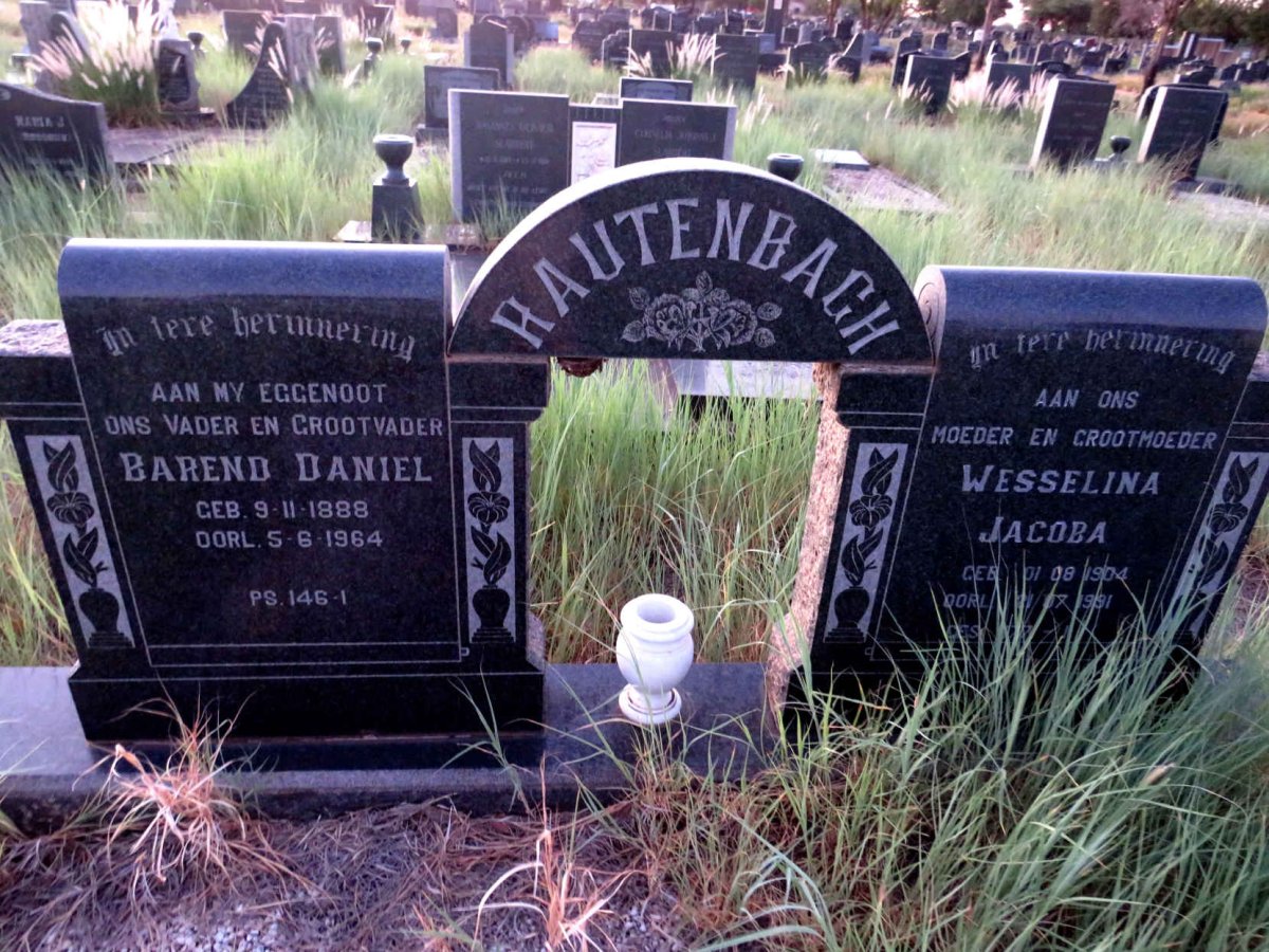 RAUTENBACH Barend Daniel 1888-1964 & Wesselina Jacoba 1904-1991