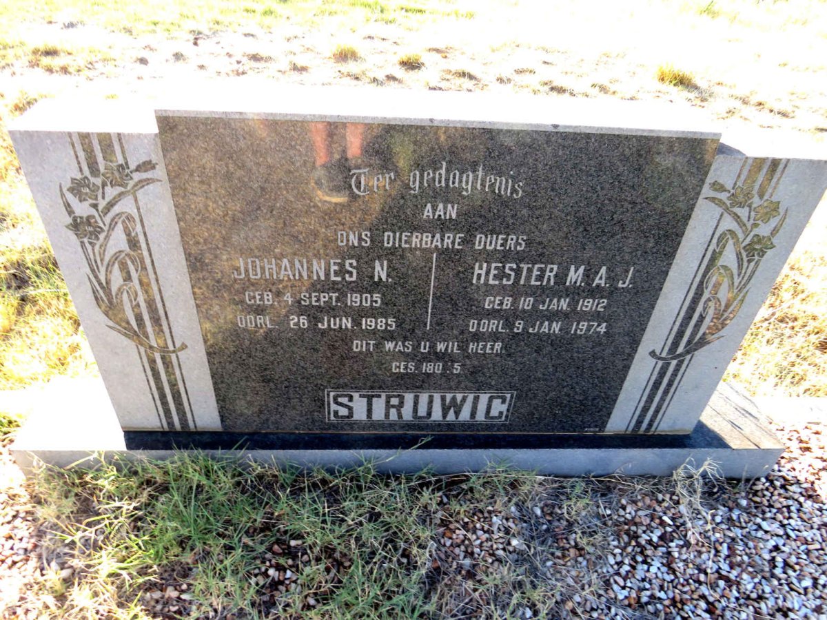STRUWIG Johannes N. 1905-1985 & Hester M.A.J. 1912-1974