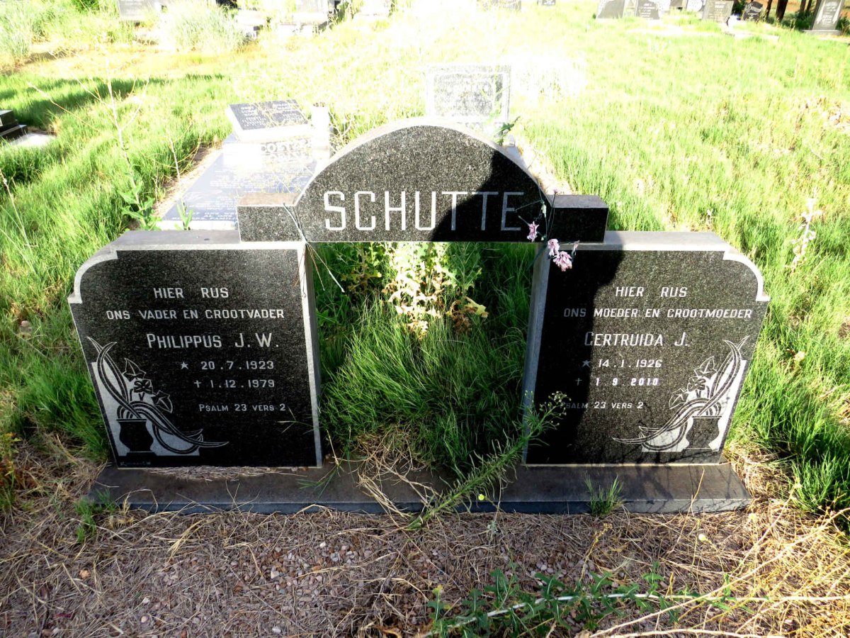 SCHUTTE Philippus J.W. 1923-1979 & Gertruida J. 1926-2010
