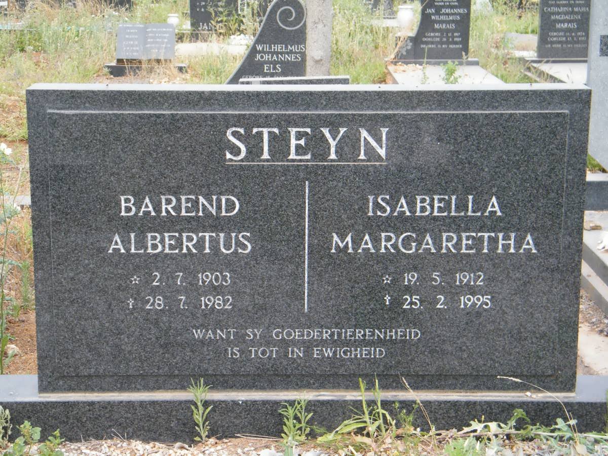 STEYN Barend Albertus 1903-1982 &amp; Isabella Margaretha 1912-1995