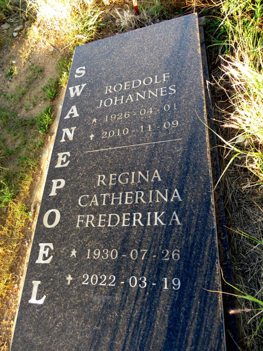 SWANEPOEL Roedolf Johannes 1926-2010 & Regina Catherina Frederika 1930-2022
