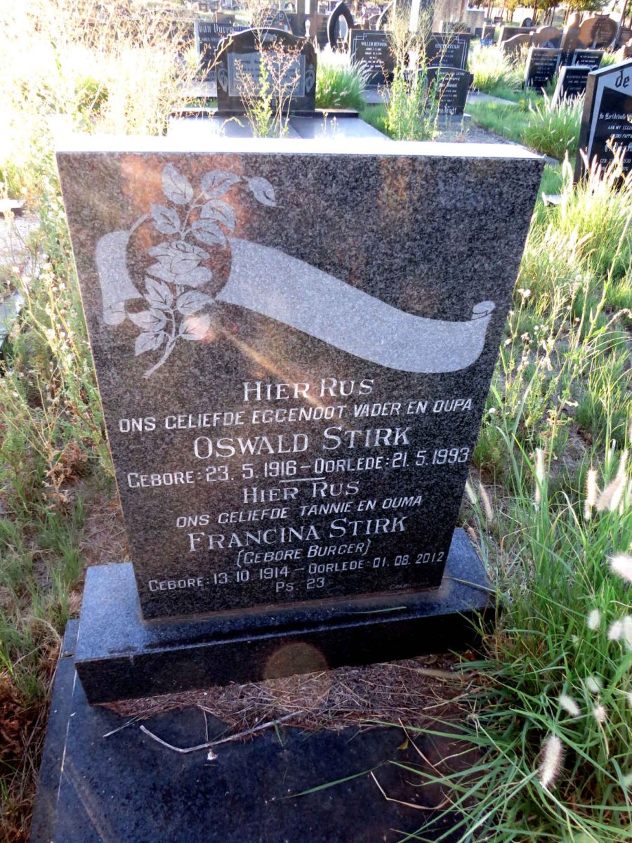 STIRK Oswald 1916-1993 & Francina BURGER 1914-2012