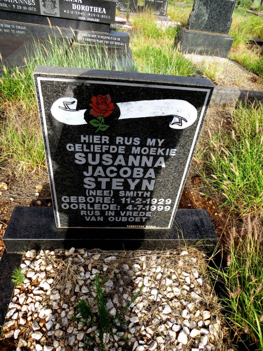 STEYN Susanna Jacoba nee SMITH 1929-1999