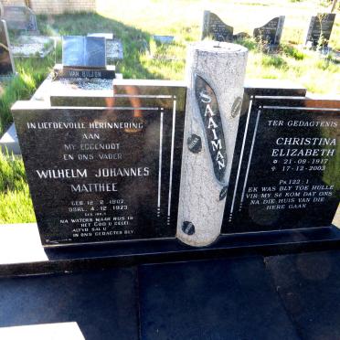 SAAIMAN Wilhelm Johannes Matthee 1907-1973 & Christina Elizabeth 1917-2003