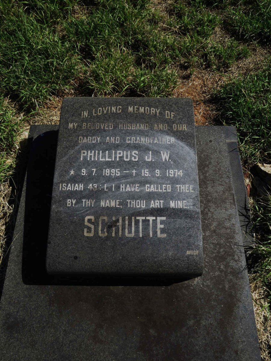 SCHUTTE Phillipus J.W. 1895-1974