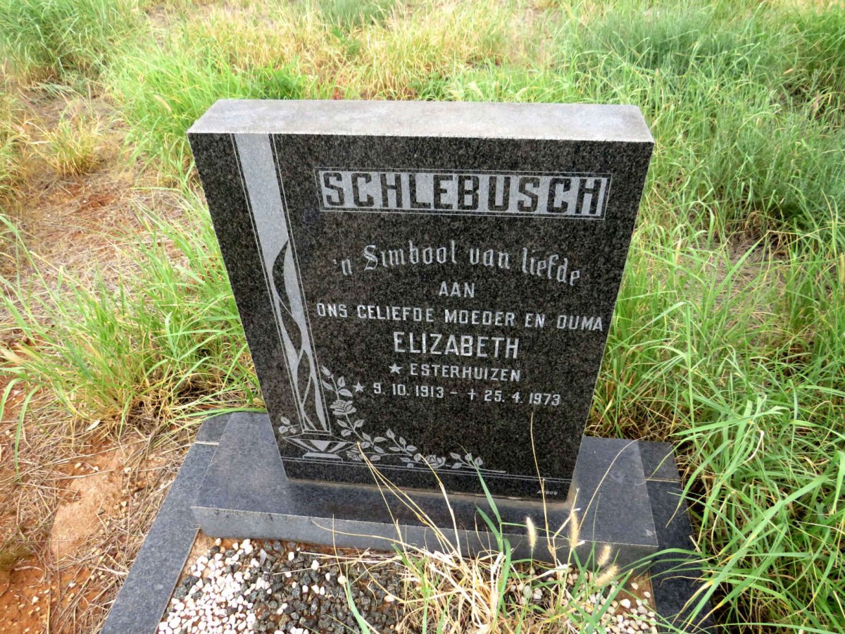 SCHLEBUSH Elizabeth nee ESTERHUIZEN 1913-1973