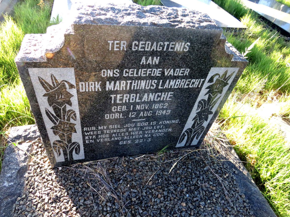 TERBLANCHE Dirk Marthinus Lambrecht 1862-1949