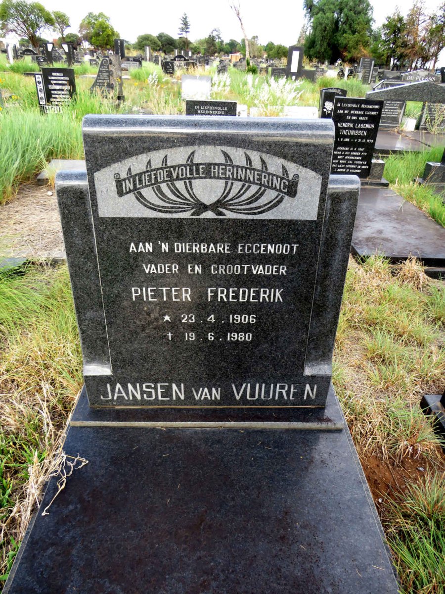 VUUREN Pieter Frederik, Jansen van 1908-1980