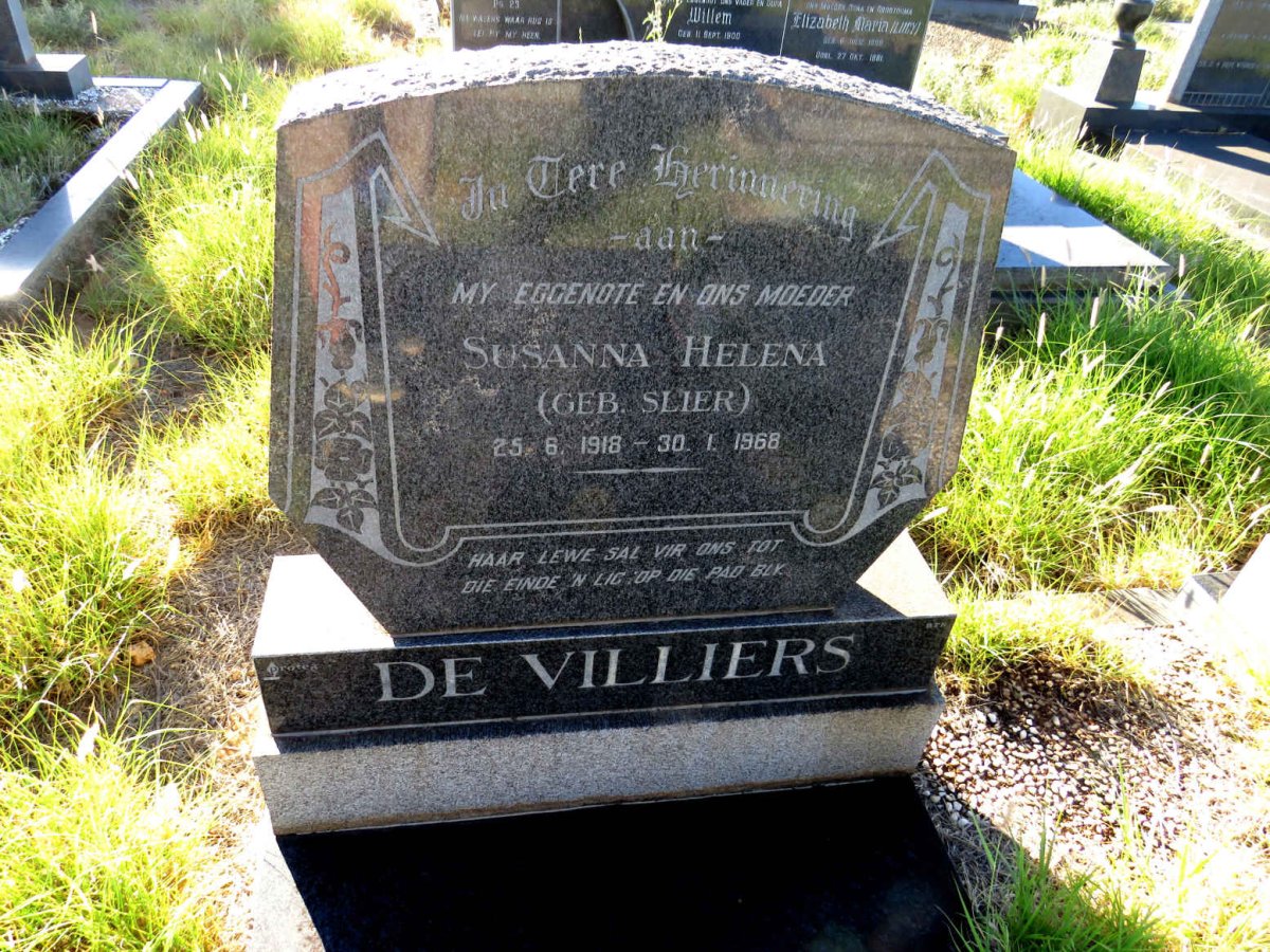 VILLIERS Susanna Helena, de nee SLIER 1918-1968