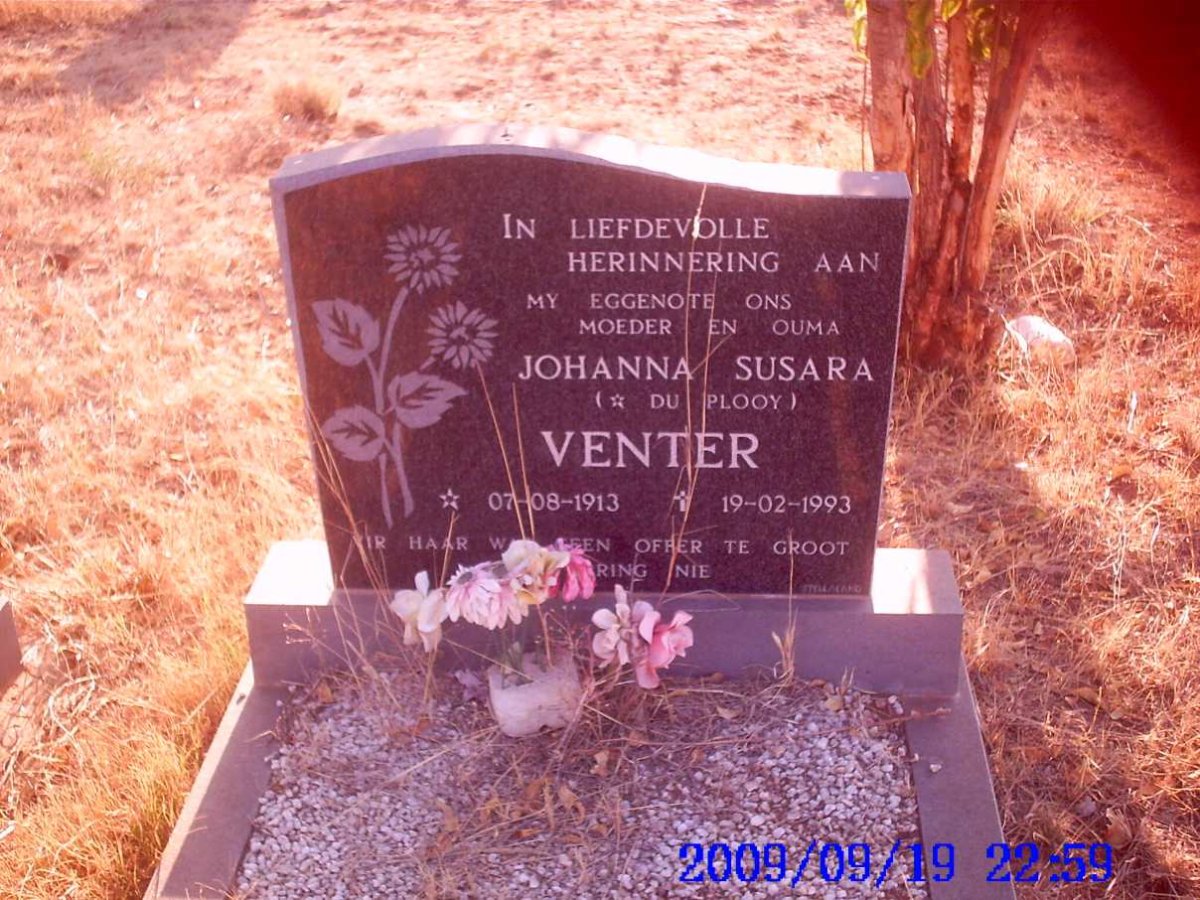 VENTER Johanna Susara nee DU PLOOY 1913-1993