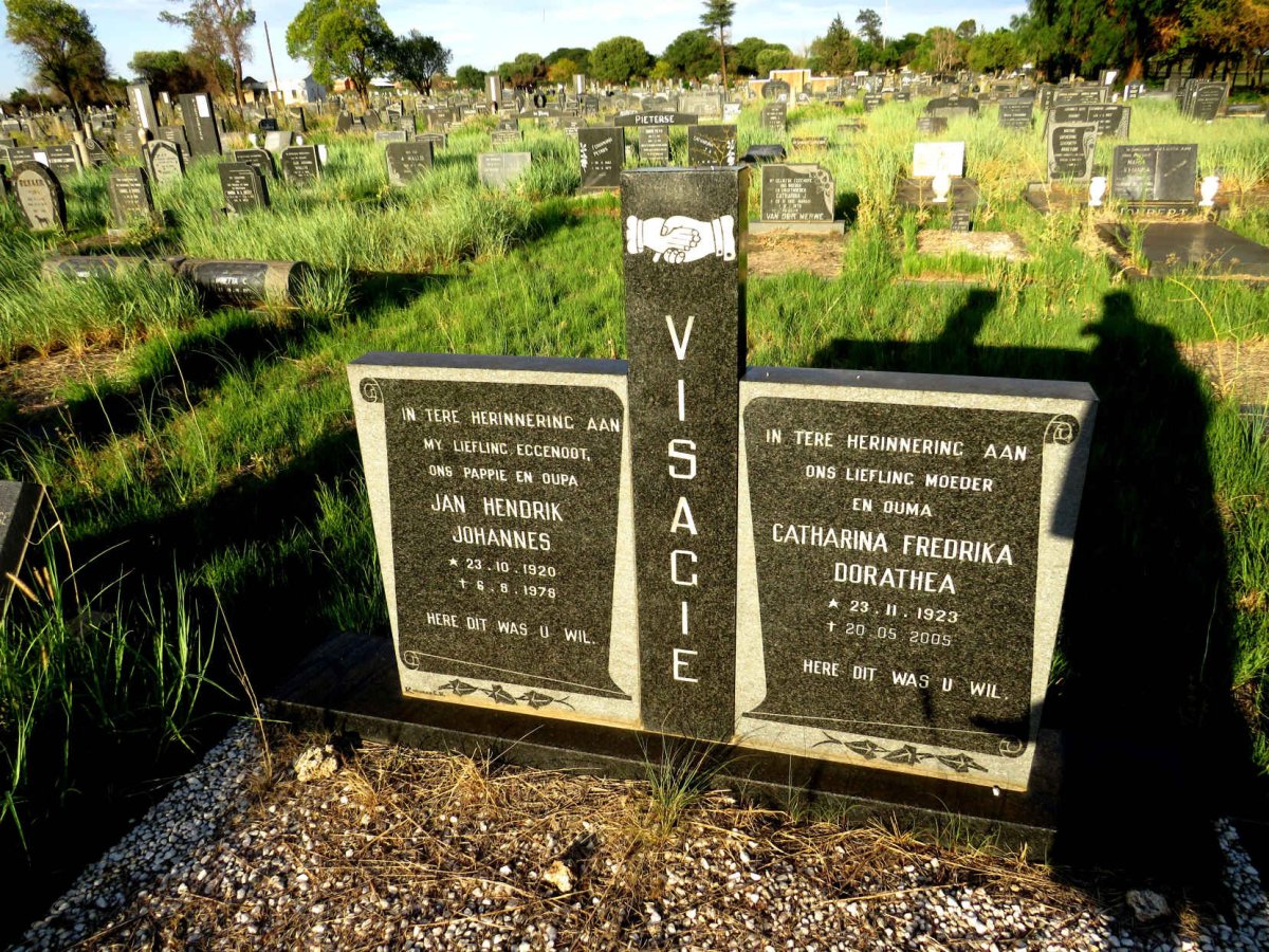 VISAGIE Jan Hendrik Johannes 1920-1978 & Catharina Fredrika Dorathea 1923-2005