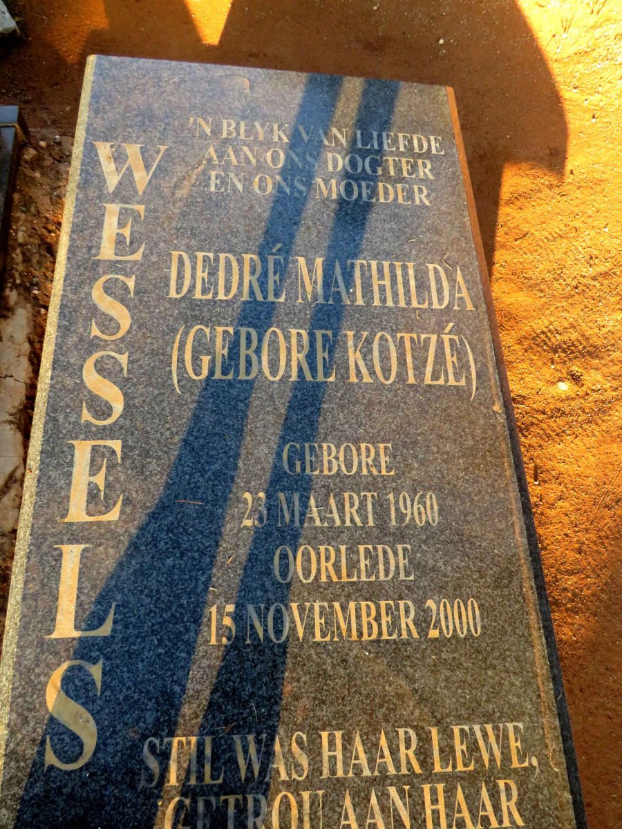 WESSELS Dedre Mathilda nee KOTZE 1960-2000