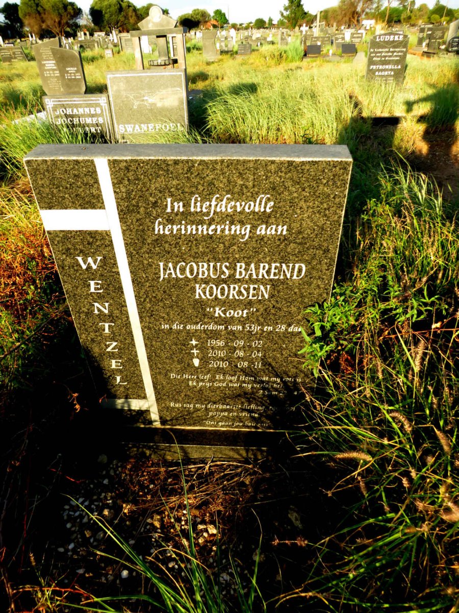 WENTZEL Jacobus Barend Koorsen 1956-2010