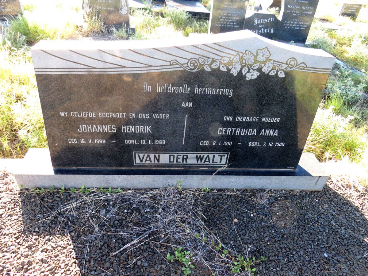 WALT Johannes Hendrik, van der 1899-1968 & Gertruida Anna 1910-1988