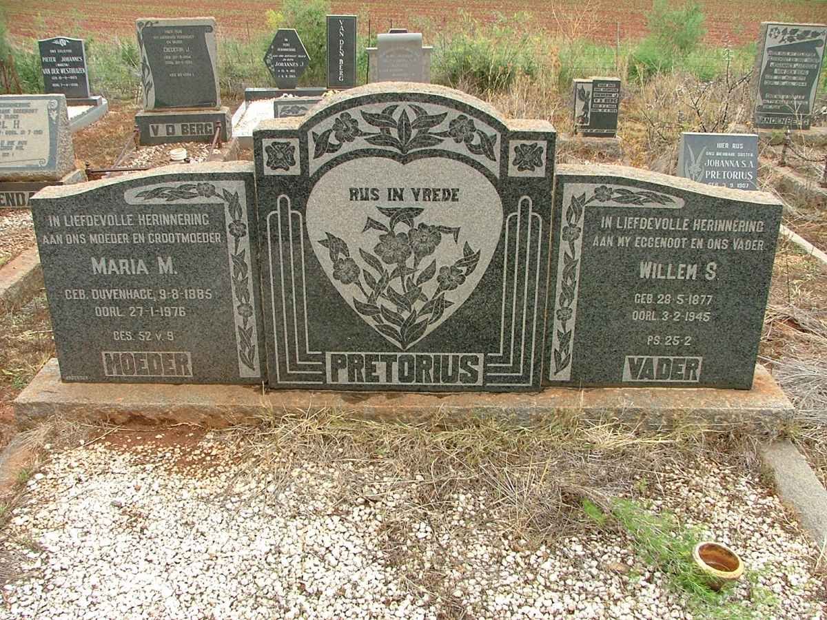 PRETORIUS Willem S. 1877-1945 &amp; Maria M. DUVENHAGE 1885-1976