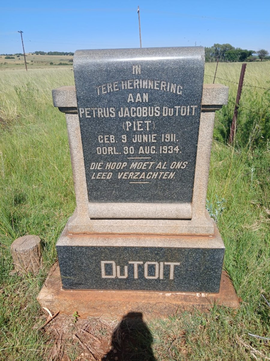 TOIT Petrus Jacobus, du 1911-1934