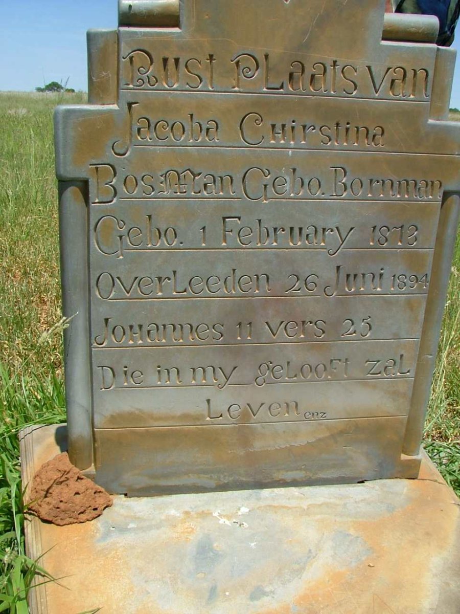 BOSMAN Jacoba Chirstina nee BORNMAN 1873-1894